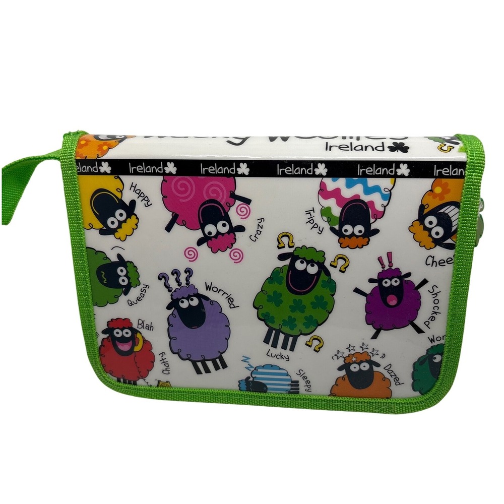 Wacky Woollies Ireland Pencil Case Holder Sheep Design Zippered Irish Souvenir‎
